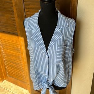 Lulus Striped Tie Up Top Size L